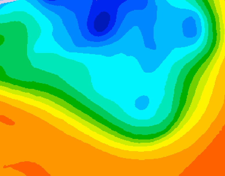 GDPS 500 millibar geopotential height 012 hour forecast chart for Canada based on 2026/10/08 0000Z data
