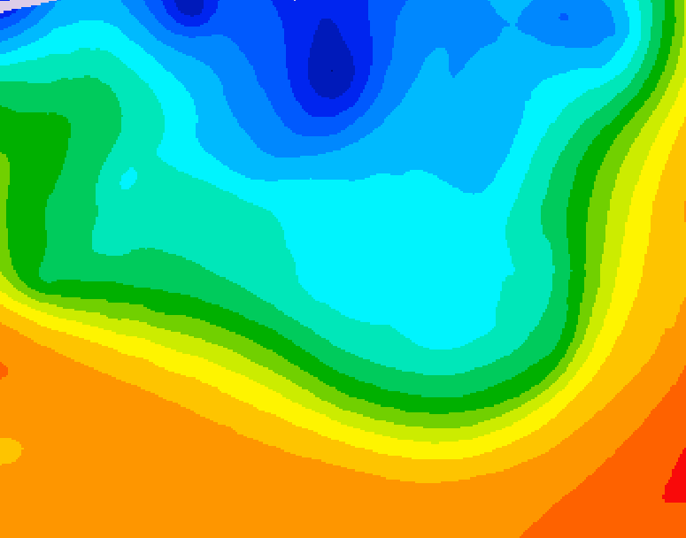 GDPS 500 millibar geopotential height 024 hour forecast chart for Canada based on 2026/10/08 0000Z data