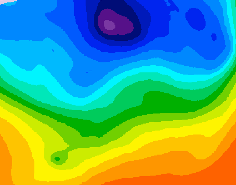 GDPS 500 millibar geopotential height 132 hour forecast chart for Canada based on 2026/10/08 0000Z data