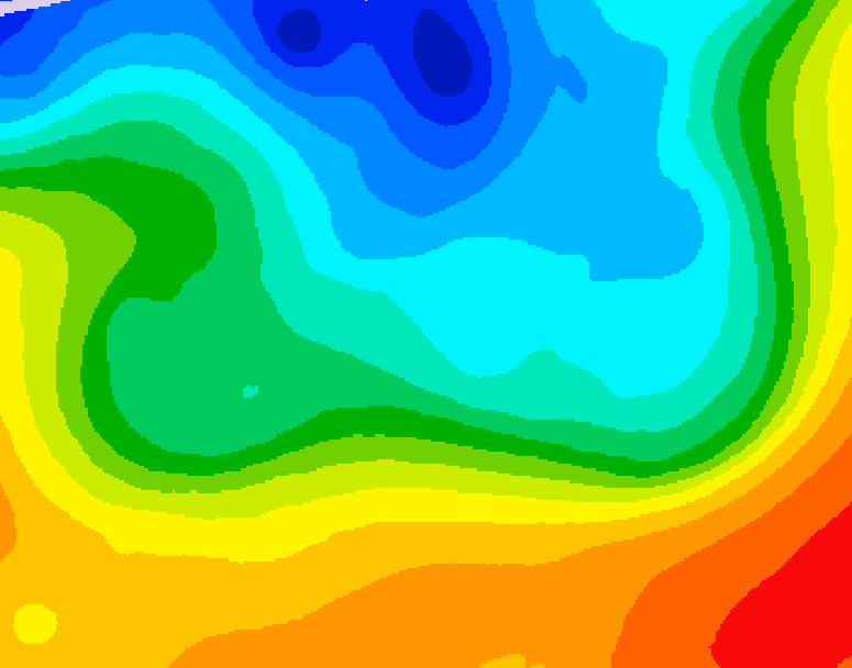 GDPS 500 millibar geopotential height 036 hour forecast chart for Canada based on 2026/10/08 1200Z data