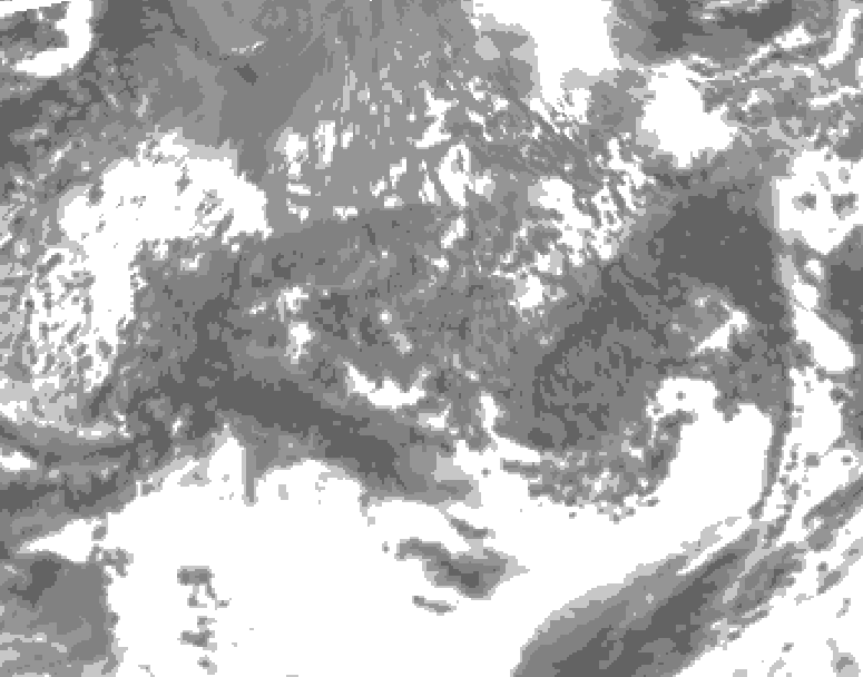 GDPS total cloud 036 hour forecast chart for Canada based on 2026/10/08 0000Z data
