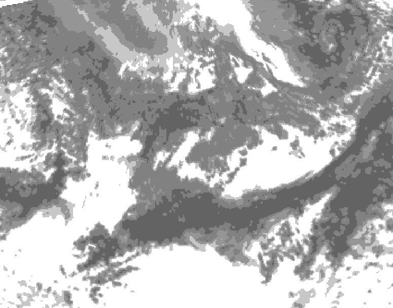GDPS total cloud 120 hour forecast chart for Canada based on 2026/10/08 0000Z data