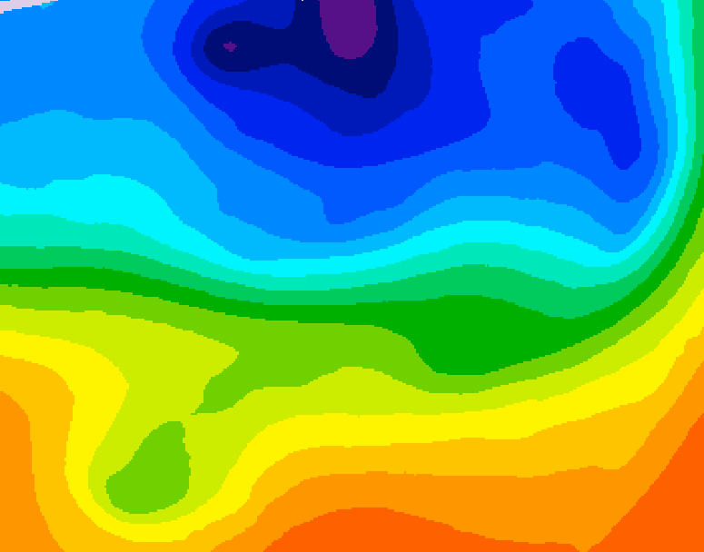GDPS 500 millibar geopotential height 096 hour forecast chart for Canada based on 2026/10/09 1200Z data