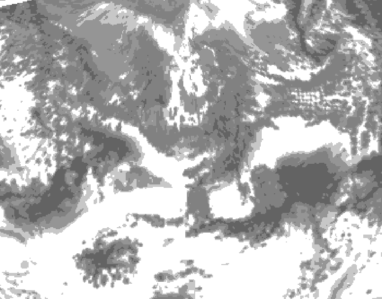 GDPS total cloud 120 hour forecast chart for Canada based on 2026/10/09 0000Z data