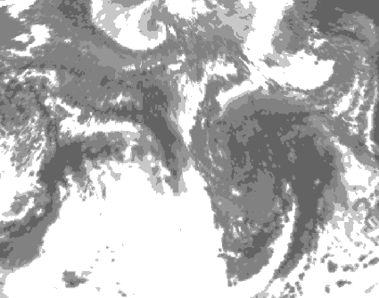 GDPS total cloud 192 hour forecast chart for Canada based on 2026/10/09 1200Z data