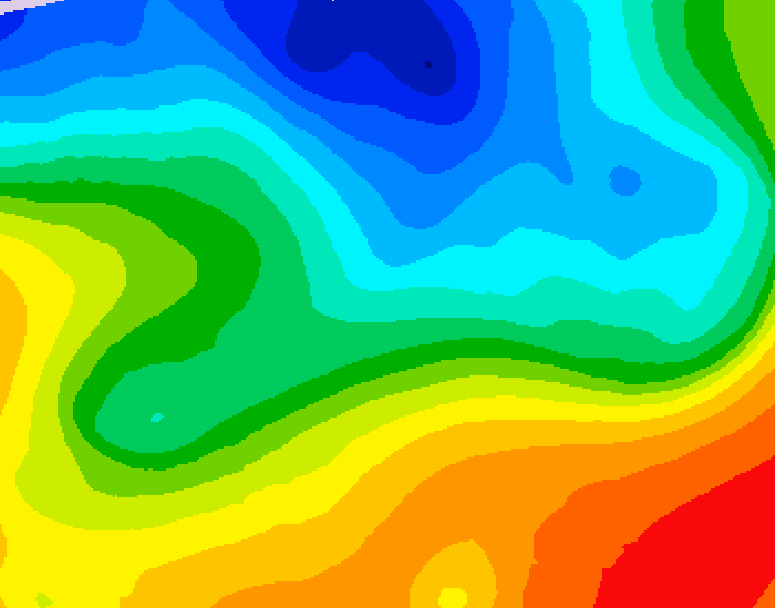 GDPS 500 millibar geopotential height 018 hour forecast chart for Canada based on 2026/10/10 0000Z data