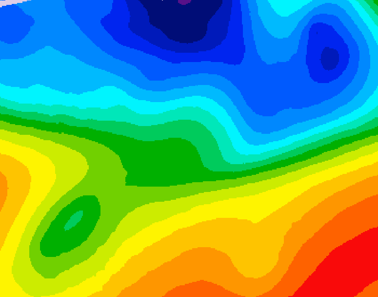 GDPS 500 millibar geopotential height 036 hour forecast chart for Canada based on 2026/10/10 1200Z data