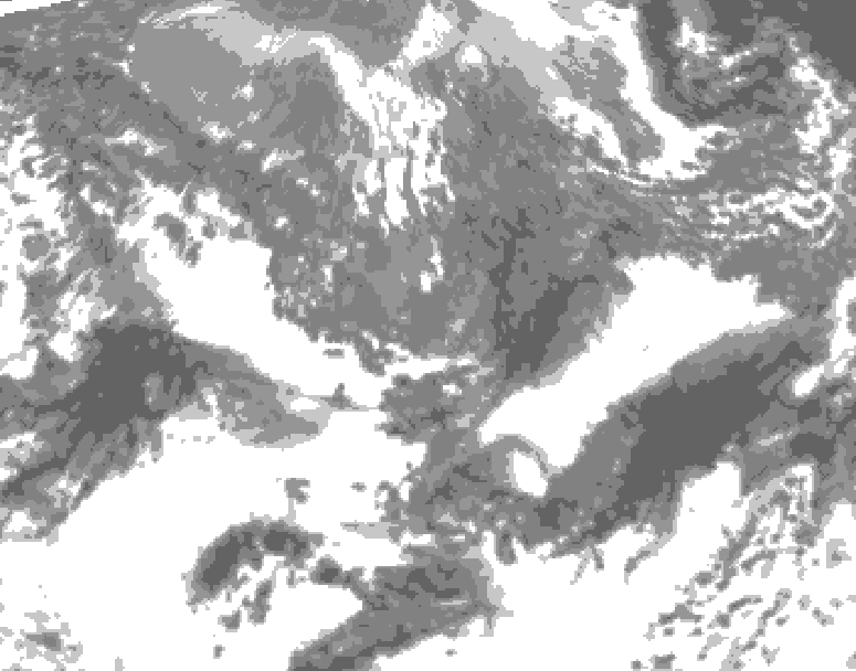 GDPS total cloud 102 hour forecast chart for Canada based on 2026/10/10 0000Z data