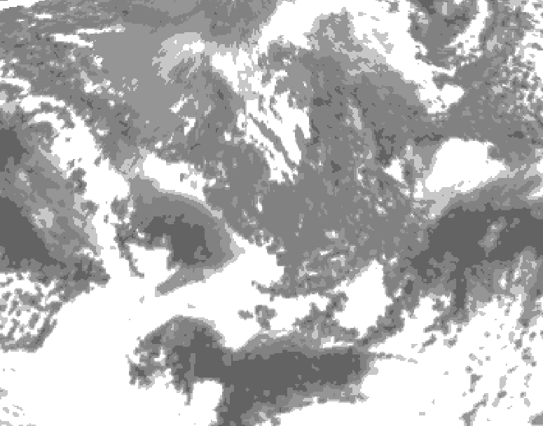 GDPS total cloud 120 hour forecast chart for Canada based on 2026/10/10 0000Z data