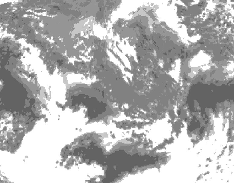 GDPS total cloud 126 hour forecast chart for Canada based on 2026/10/10 0000Z data