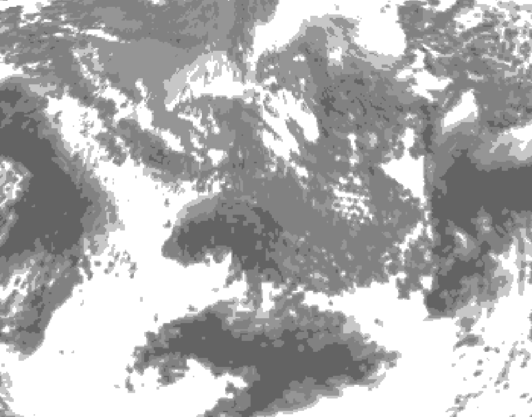 GDPS total cloud 132 hour forecast chart for Canada based on 2026/10/10 0000Z data