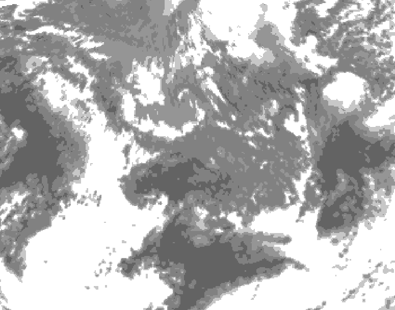 GDPS total cloud 120 hour forecast chart for Canada based on 2026/10/10 1200Z data
