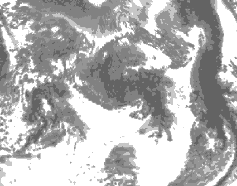 GDPS total cloud 216 hour forecast chart for Canada based on 2026/10/10 1200Z data