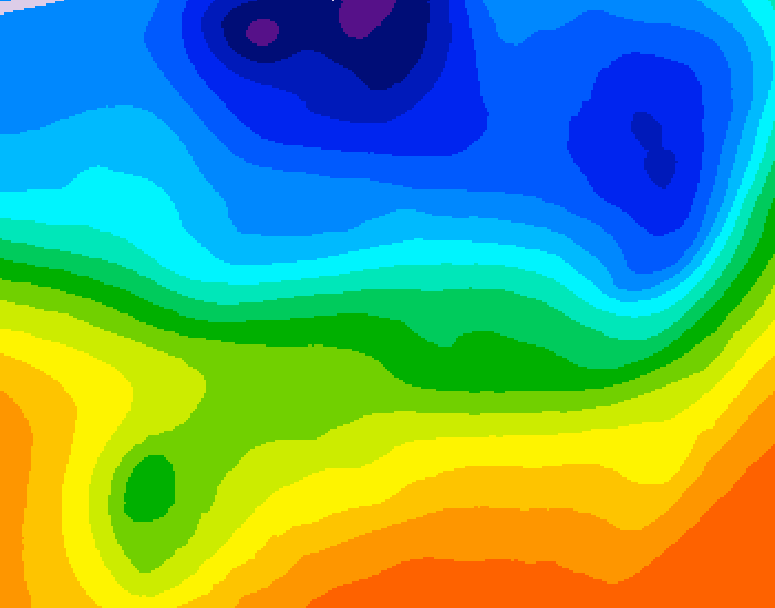 GDPS 500 millibar geopotential height 036 hour forecast chart for Canada based on 2026/10/11 1200Z data