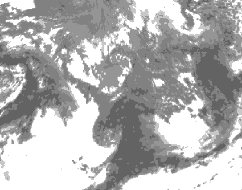 GDPS total cloud 120 hour forecast chart for Canada based on 2026/10/11 0000Z data