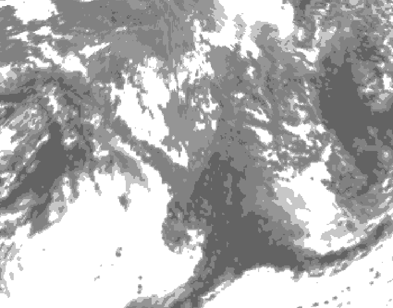 GDPS total cloud 126 hour forecast chart for Canada based on 2026/10/11 0000Z data