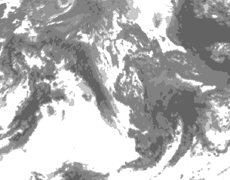 GDPS total cloud 150 hour forecast chart for Canada based on 2026/10/11 0000Z data