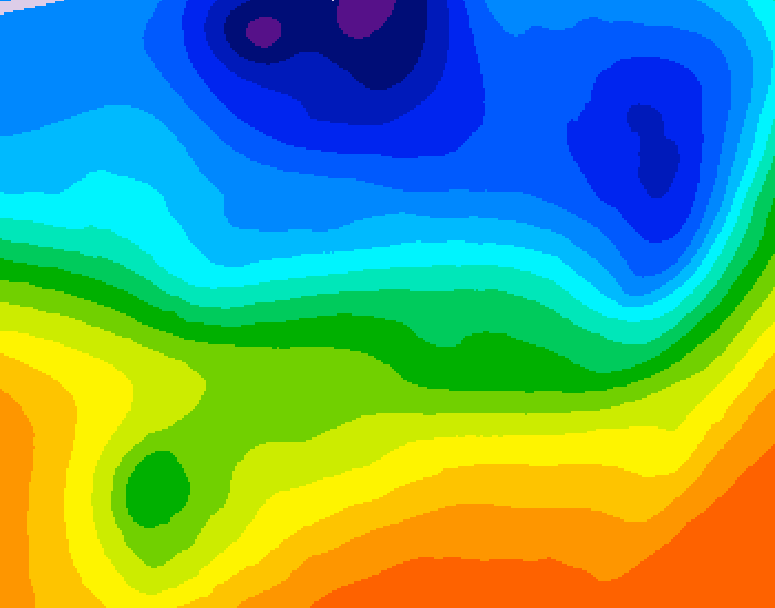 GDPS 500 millibar geopotential height 024 hour forecast chart for Canada based on 2026/10/12 0000Z data