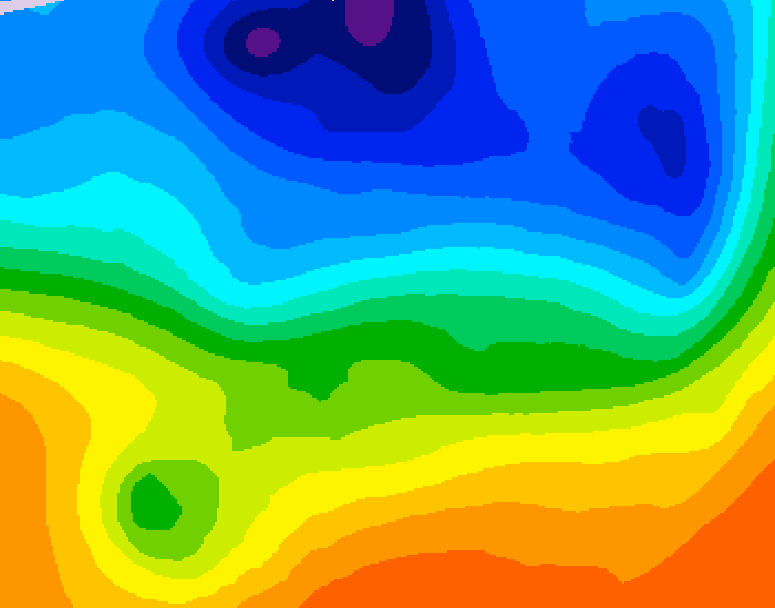 GDPS 500 millibar geopotential height 030 hour forecast chart for Canada based on 2026/10/12 0000Z data