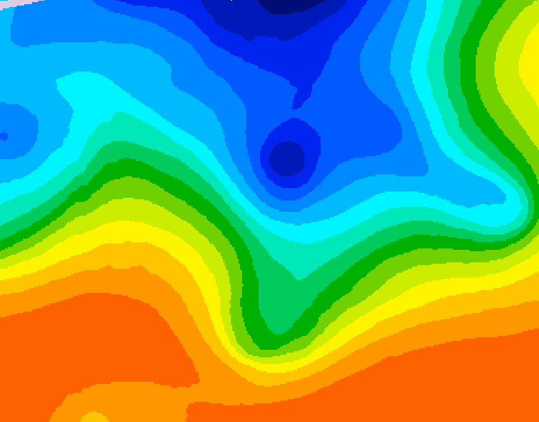 GDPS 500 millibar geopotential height 102 hour forecast chart for Canada based on 2026/10/12 0000Z data