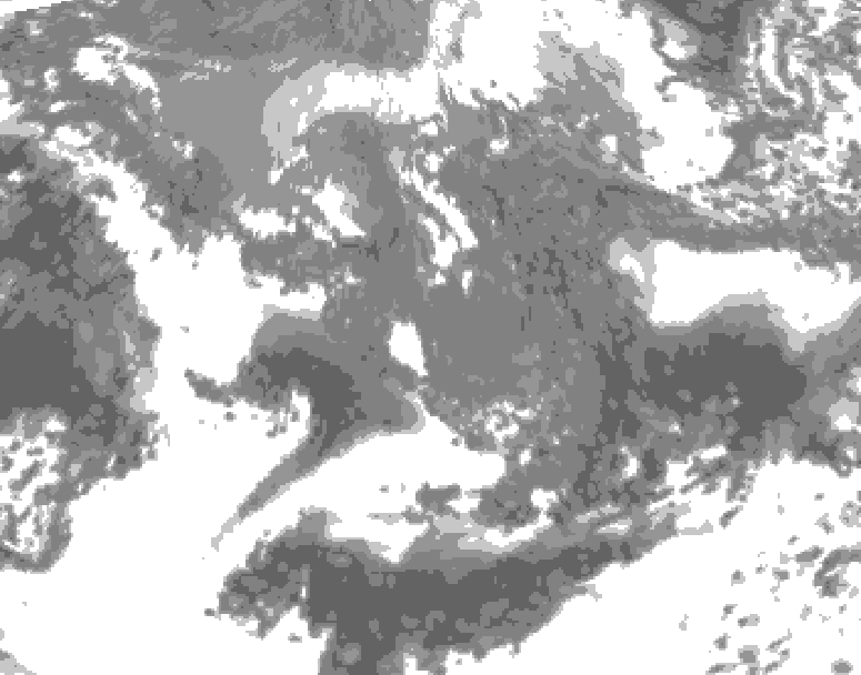 GDPS total cloud 072 hour forecast chart for Canada based on 2026/10/12 0000Z data