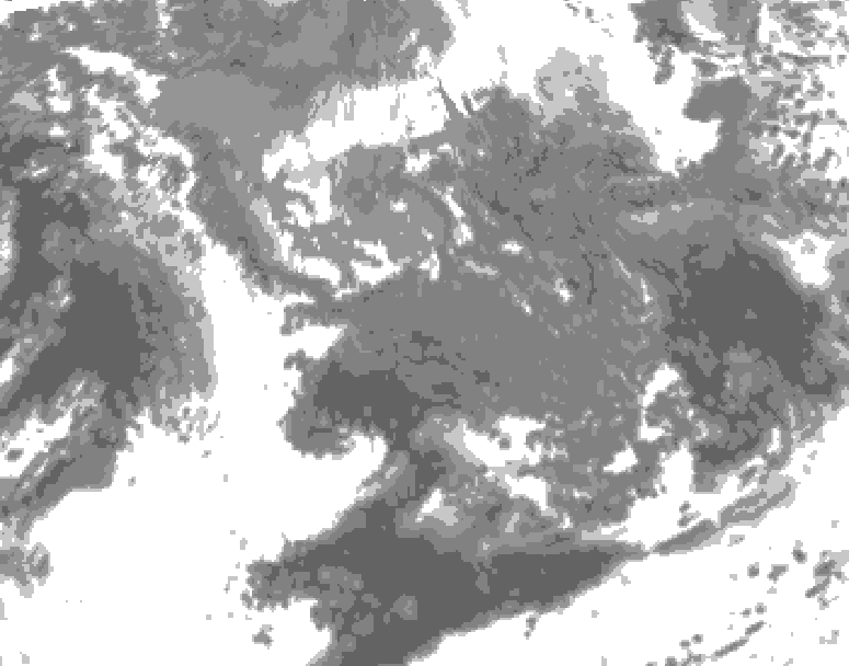 GDPS total cloud 084 hour forecast chart for Canada based on 2026/10/12 0000Z data