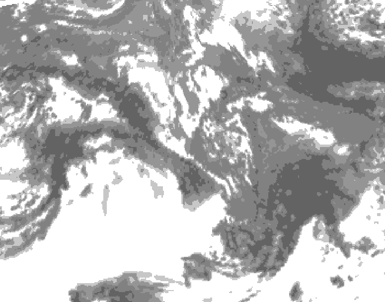 GDPS total cloud 120 hour forecast chart for Canada based on 2026/10/12 0000Z data