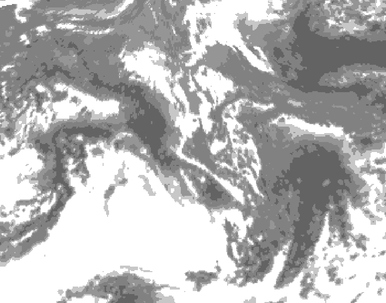 GDPS total cloud 126 hour forecast chart for Canada based on 2026/10/12 0000Z data