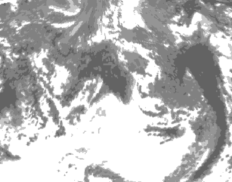 GDPS total cloud 150 hour forecast chart for Canada based on 2026/10/12 0000Z data