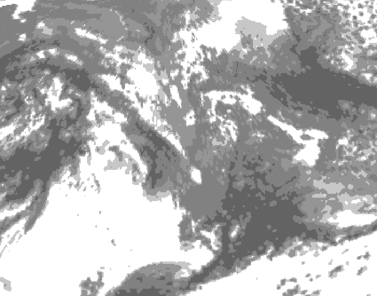 GDPS total cloud 096 hour forecast chart for Canada based on 2026/10/12 1200Z data