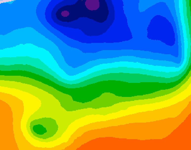 GDPS 500 millibar geopotential height 012 hour forecast chart for Canada based on 2026/10/13 0000Z data