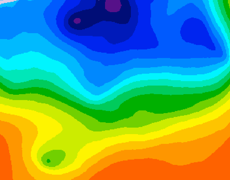 GDPS 500 millibar geopotential height 018 hour forecast chart for Canada based on 2026/10/13 0000Z data