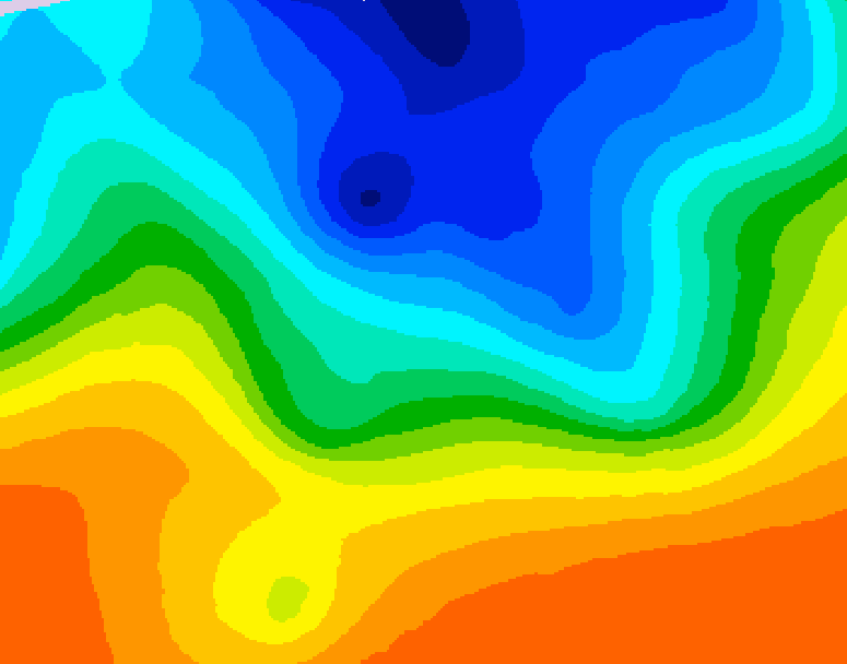 GDPS 500 millibar geopotential height 054 hour forecast chart for Canada based on 2026/10/13 0000Z data