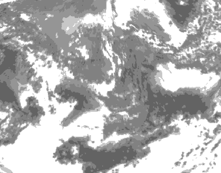 GDPS total cloud 042 hour forecast chart for Canada based on 2026/10/13 0000Z data