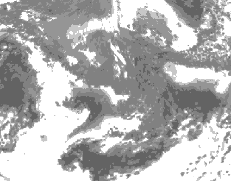 GDPS total cloud 048 hour forecast chart for Canada based on 2026/10/13 0000Z data