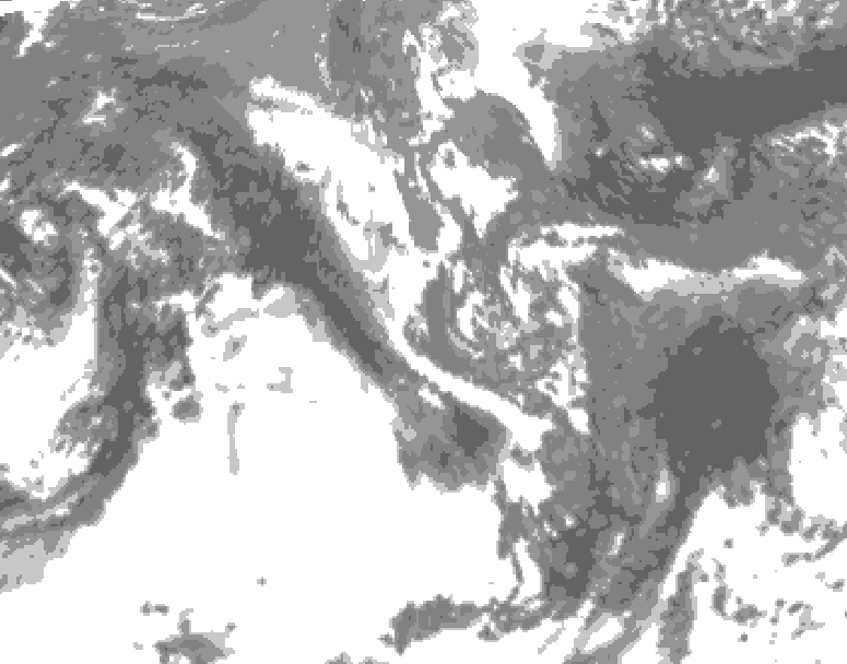 GDPS total cloud 102 hour forecast chart for Canada based on 2026/10/13 0000Z data
