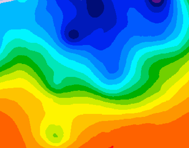 GDPS 500 millibar geopotential height 018 hour forecast chart for Canada based on 2026/10/14 0000Z data