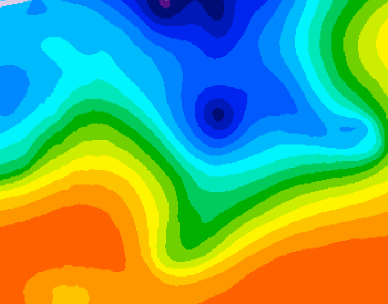GDPS 500 millibar geopotential height 054 hour forecast chart for Canada based on 2026/10/14 0000Z data