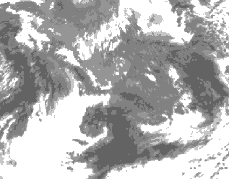 GDPS total cloud 042 hour forecast chart for Canada based on 2026/10/14 0000Z data