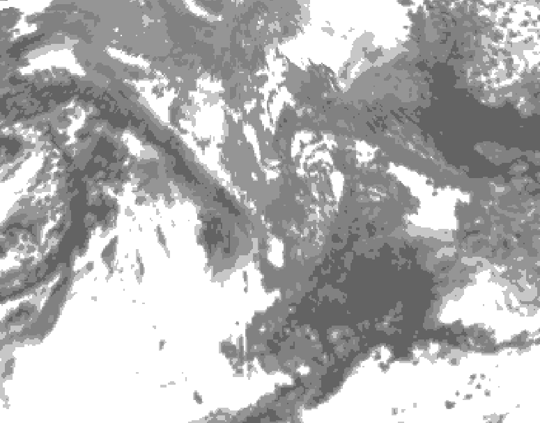 GDPS total cloud 048 hour forecast chart for Canada based on 2026/10/14 1200Z data