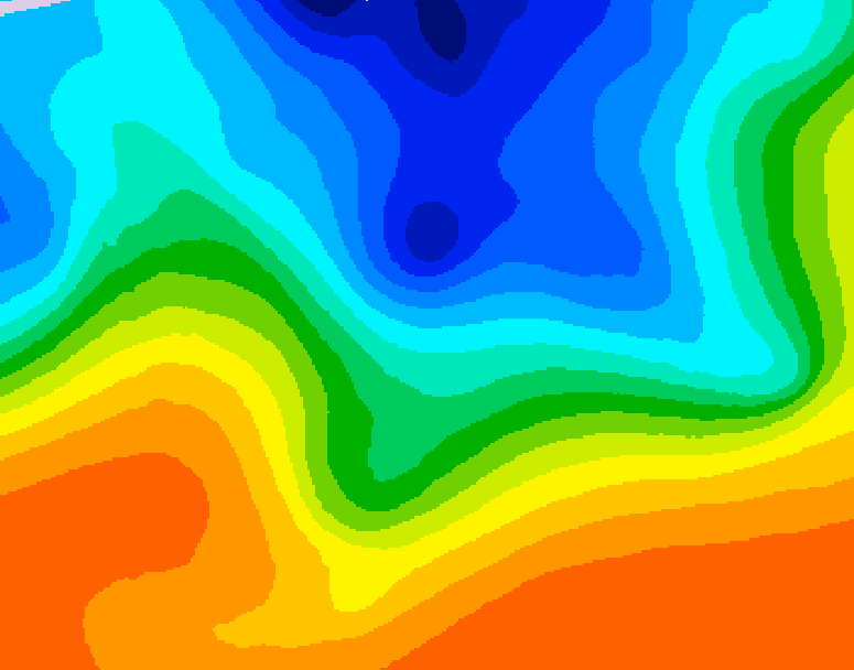 GDPS 500 millibar geopotential height 018 hour forecast chart for Canada based on 2026/10/15 0000Z data