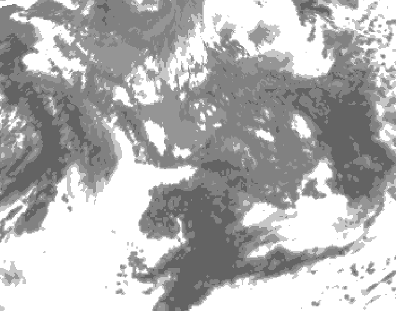 GDPS total cloud 018 hour forecast chart for Canada based on 2026/10/15 0000Z data