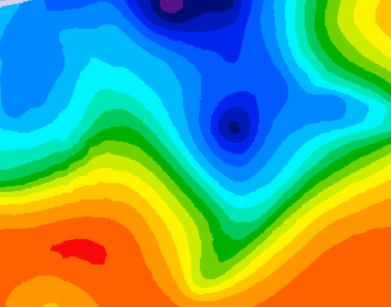 GDPS 500 millibar geopotential height 018 hour forecast chart for Canada based on 2026/10/16 0000Z data