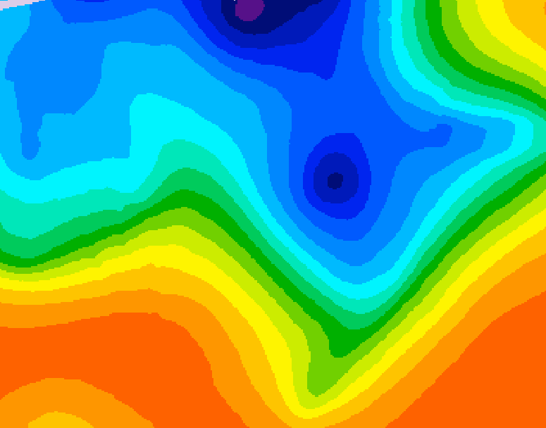 GDPS 500 millibar geopotential height 024 hour forecast chart for Canada based on 2026/10/16 0000Z data
