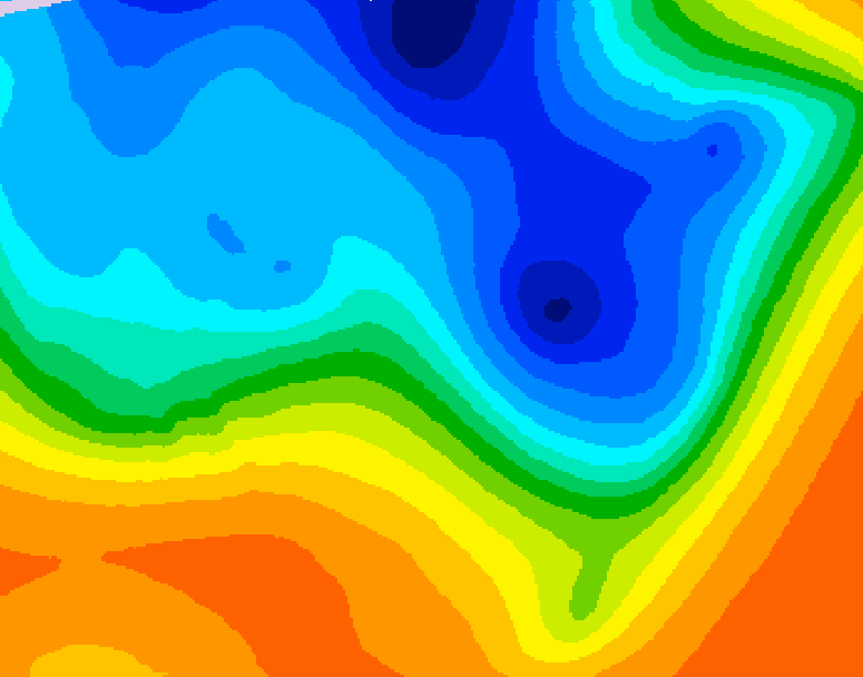 GDPS 500 millibar geopotential height 036 hour forecast chart for Canada based on 2026/10/16 0000Z data