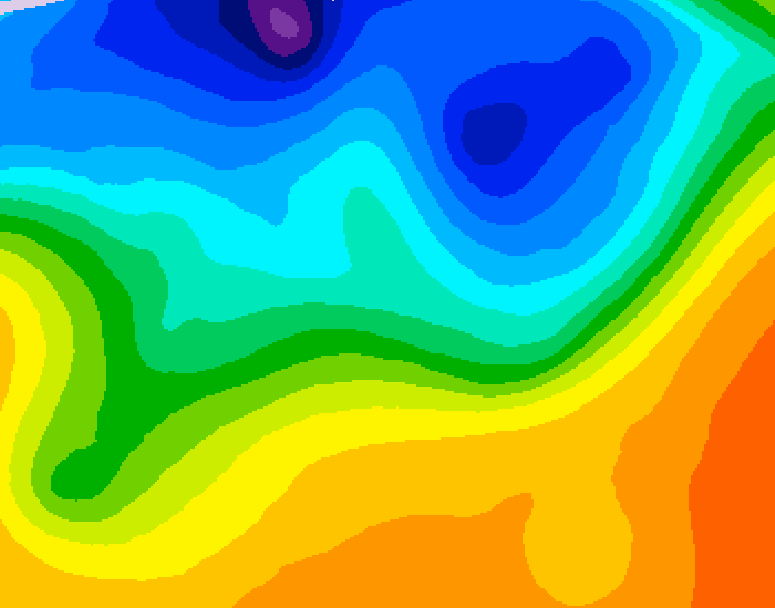 GDPS 500 millibar geopotential height 102 hour forecast chart for Canada based on 2026/10/16 0000Z data