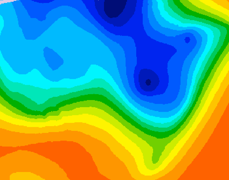 GDPS 500 millibar geopotential height 024 hour forecast chart for Canada based on 2026/10/16 1200Z data