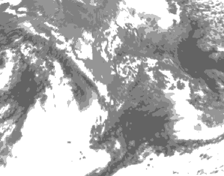 GDPS total cloud 006 hour forecast chart for Canada based on 2026/10/16 0000Z data