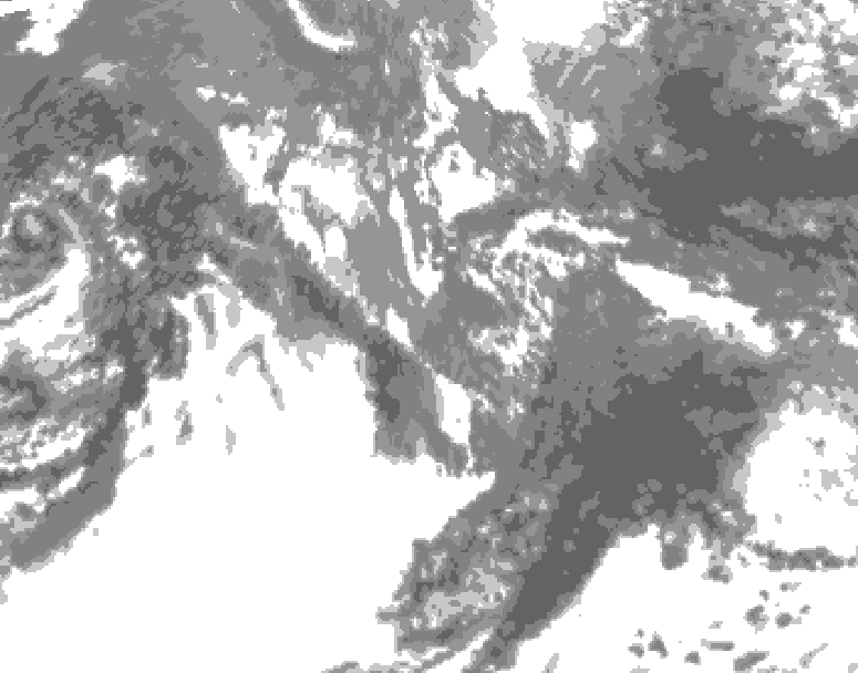 GDPS total cloud 018 hour forecast chart for Canada based on 2026/10/16 0000Z data