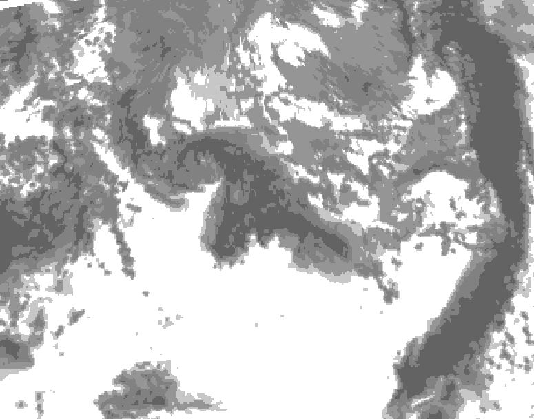GDPS total cloud 048 hour forecast chart for Canada based on 2026/10/16 1200Z data